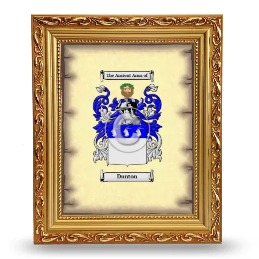 Dunton Coat of Arms Framed - Gold