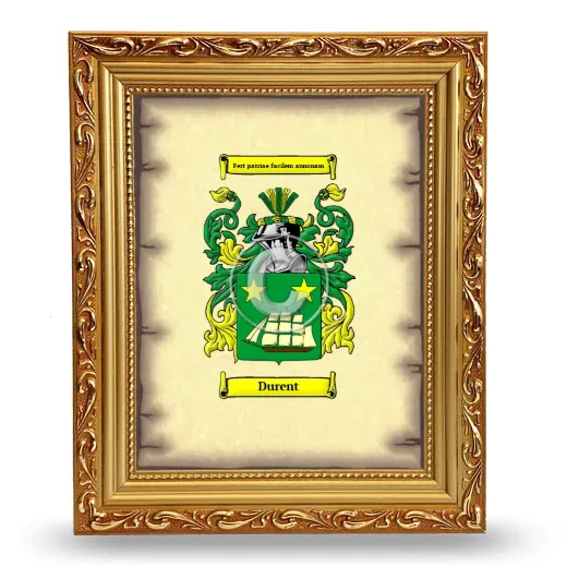 Durent Coat of Arms Framed - Gold
