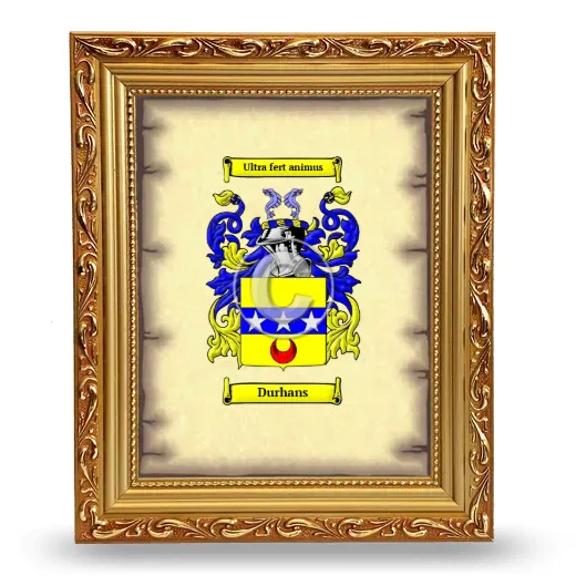 Durhans Coat of Arms Framed - Gold