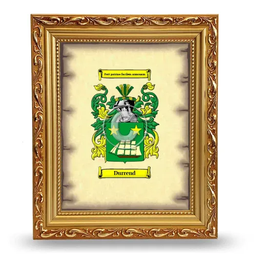 Durrend Coat of Arms Framed - Gold