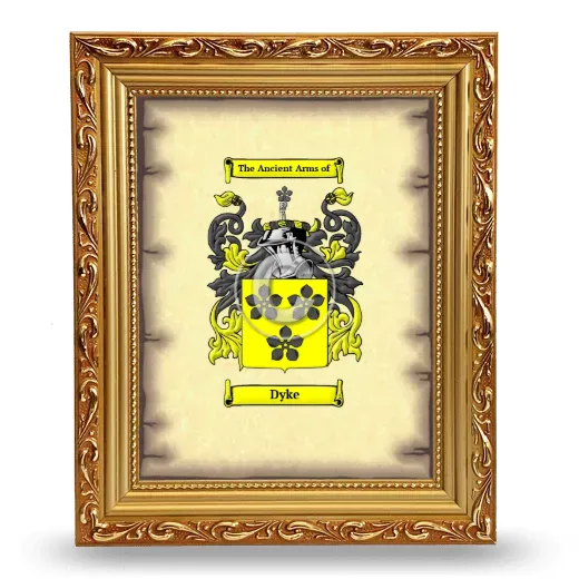 Dyke Coat of Arms Framed - Gold