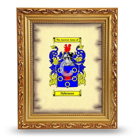 Dykeman Coat of Arms Framed - Gold