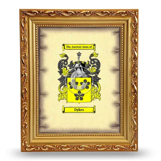 Dykes Coat of Arms Framed - Gold
