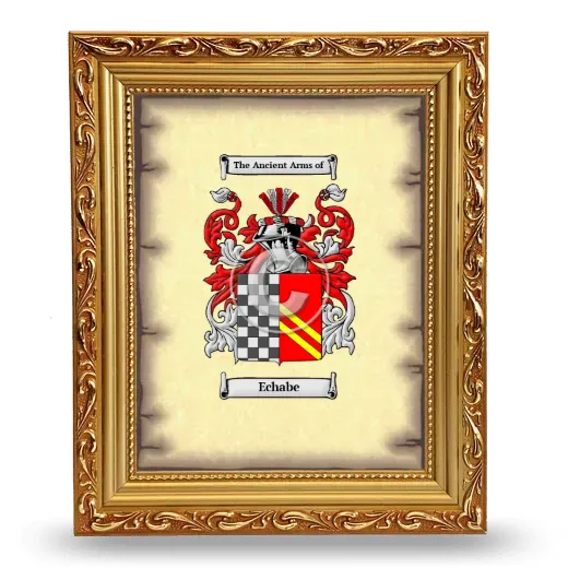 Echabe Coat of Arms Framed - Gold