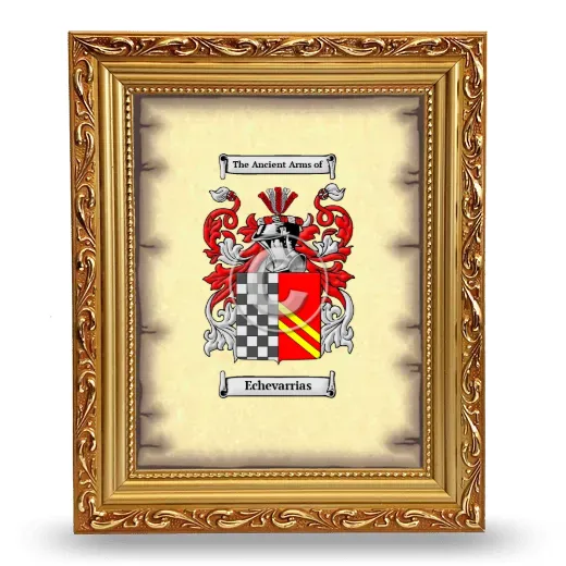 Echevarrias Coat of Arms Framed - Gold