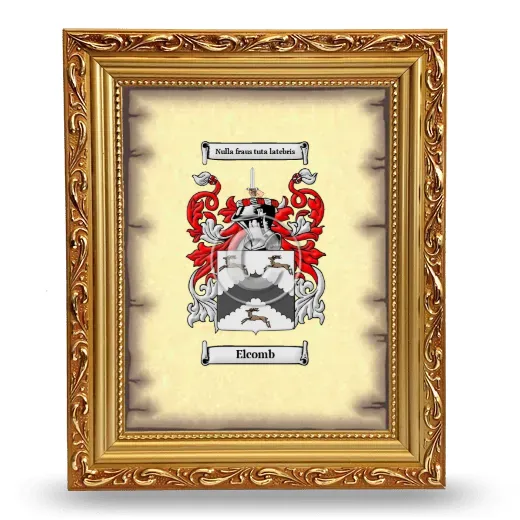 Elcomb Coat of Arms Framed - Gold