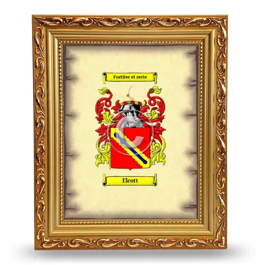 Elcott Coat of Arms Framed - Gold