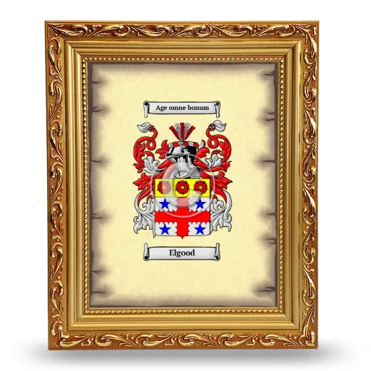 Elgood Coat of Arms Framed - Gold