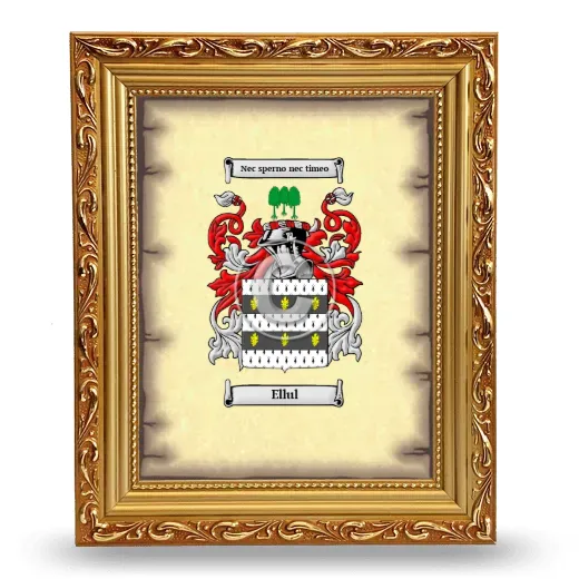 Ellul Coat of Arms Framed - Gold