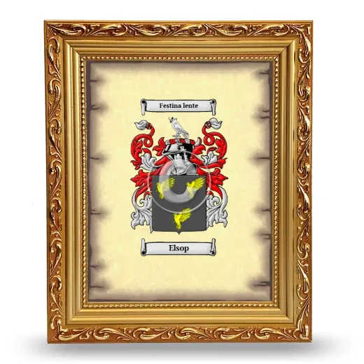Elsop Coat of Arms Framed - Gold
