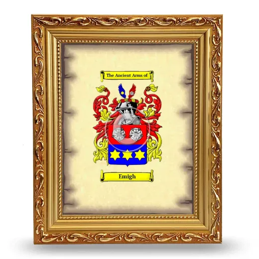 Emigh Coat of Arms Framed - Gold
