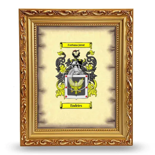 Endries Coat of Arms Framed - Gold