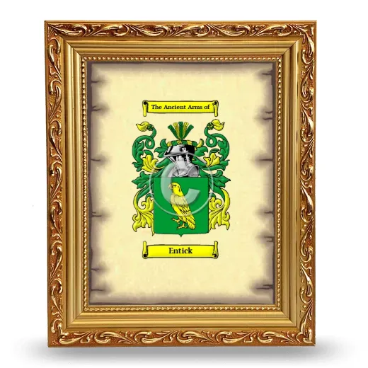 Entick Coat of Arms Framed - Gold