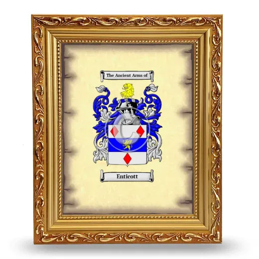 Enticott Coat of Arms Framed - Gold