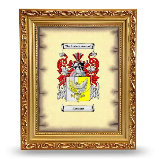 Escano Coat of Arms Framed - Gold