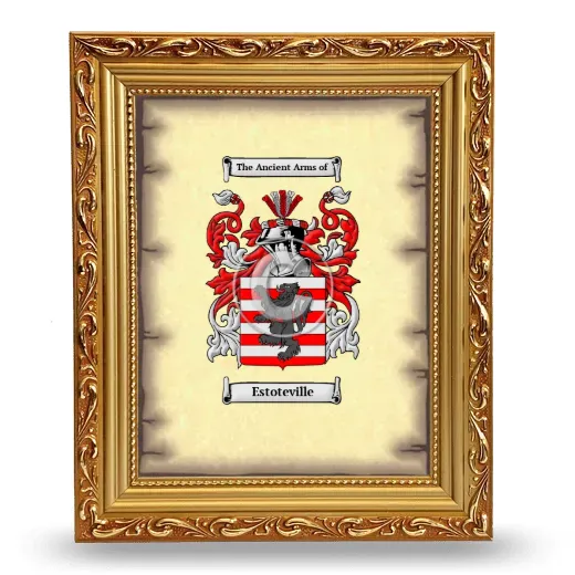 Estoteville Coat of Arms Framed - Gold