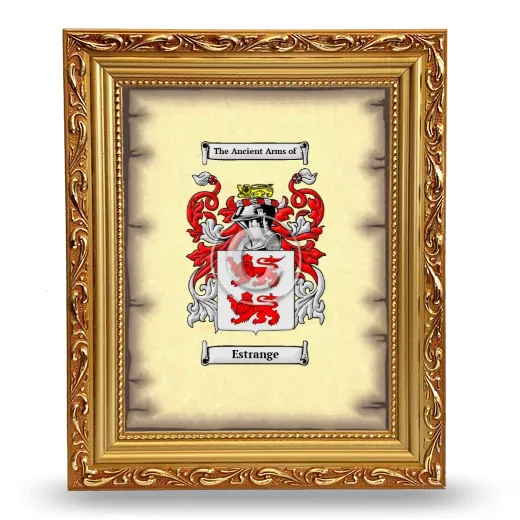 Estrange Coat of Arms Framed - Gold
