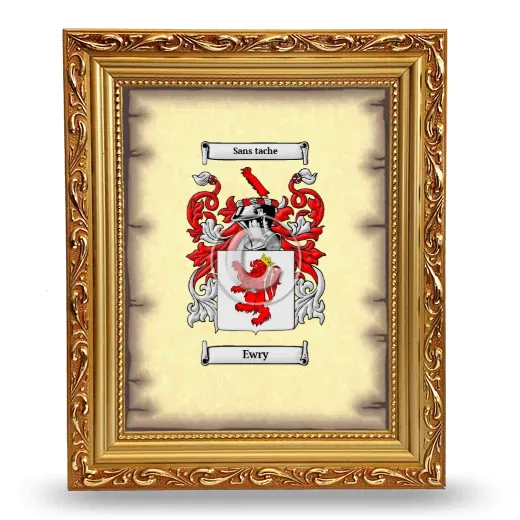Ewry Coat of Arms Framed - Gold