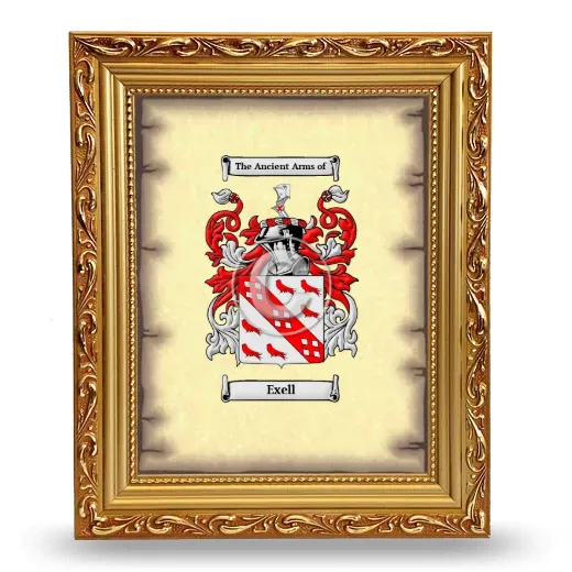 Exell Coat of Arms Framed - Gold
