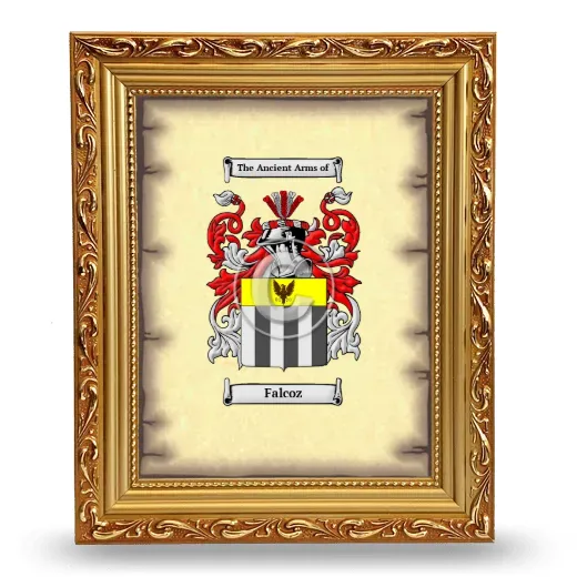 Falcoz Coat of Arms Framed - Gold