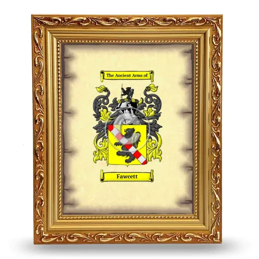 Fawcett Coat of Arms Framed - Gold