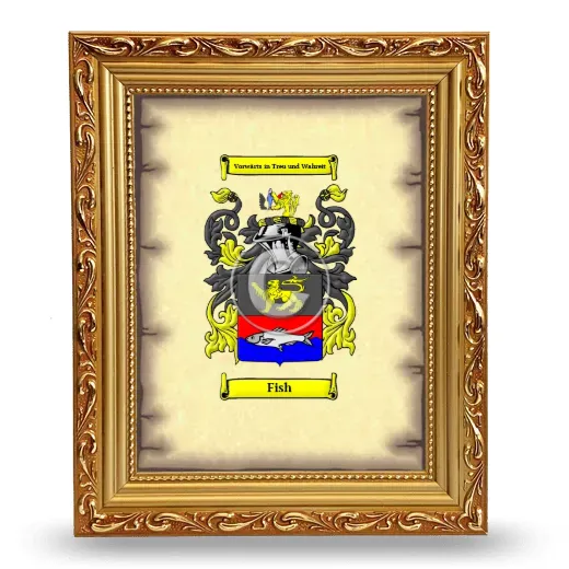 Fish Coat of Arms Framed - Gold