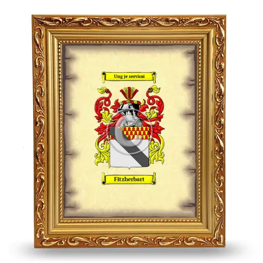 Fitzherbart Coat of Arms Framed - Gold