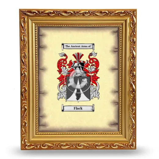 Flack Coat of Arms Framed - Gold