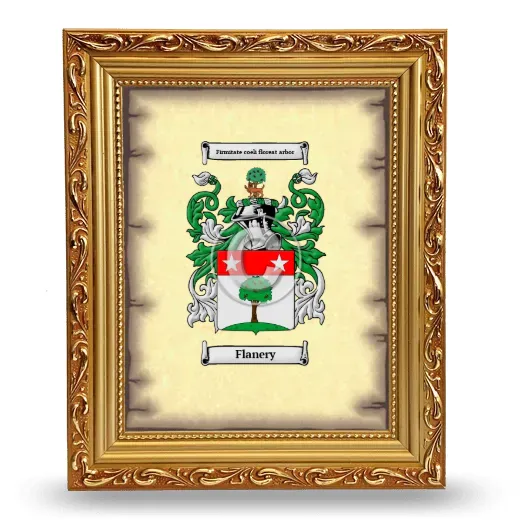 Flanery Coat of Arms Framed - Gold