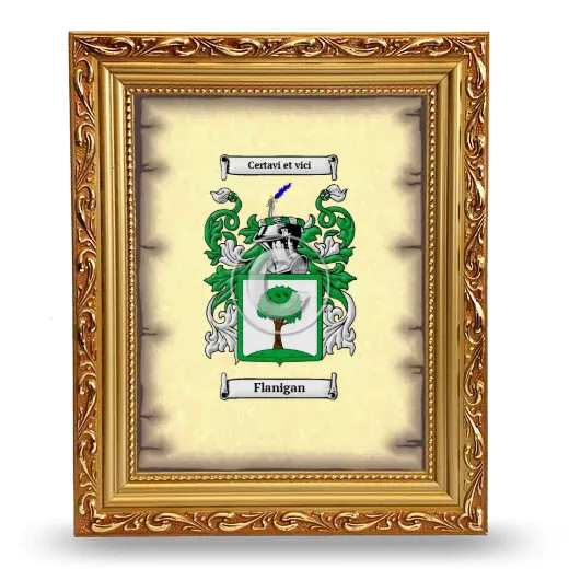 Flanigan Coat of Arms Framed - Gold