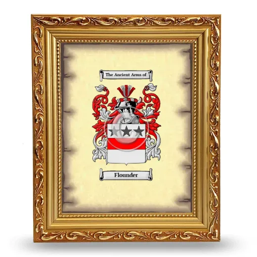Flounder Coat of Arms Framed - Gold