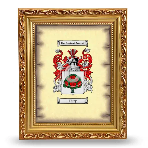 Flury Coat of Arms Framed - Gold