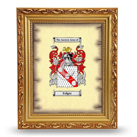 Folger Coat of Arms Framed - Gold
