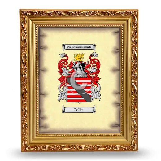 Follet Coat of Arms Framed - Gold