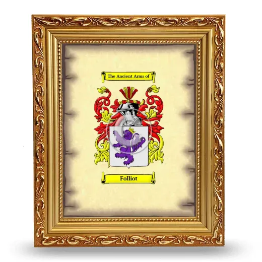 Folliot Coat of Arms Framed - Gold