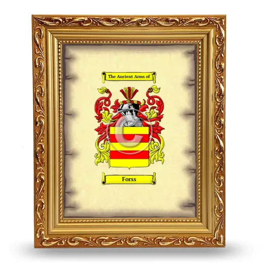 Forss Coat of Arms Framed - Gold