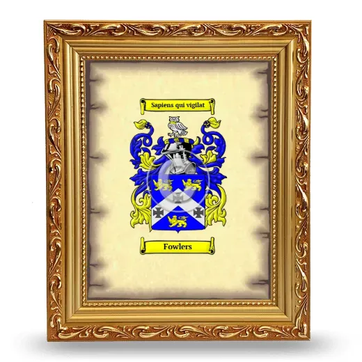 Fowlers Coat of Arms Framed - Gold