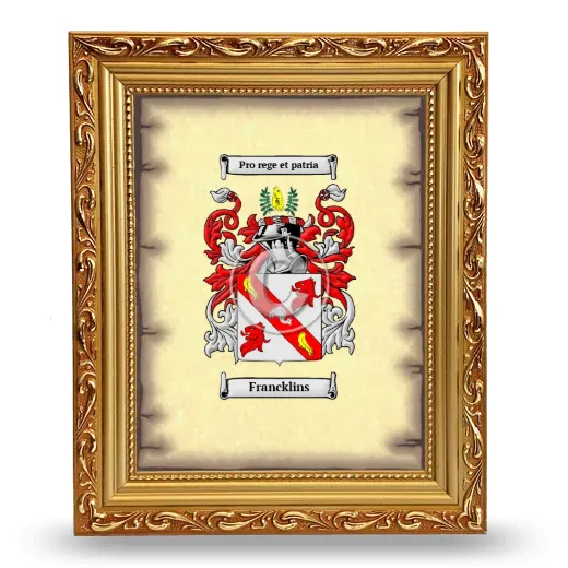 Francklins Coat of Arms Framed - Gold