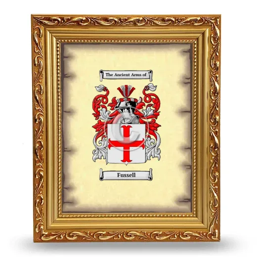 Fussell Coat of Arms Framed - Gold