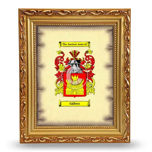 Gálvez Coat of Arms Framed - Gold