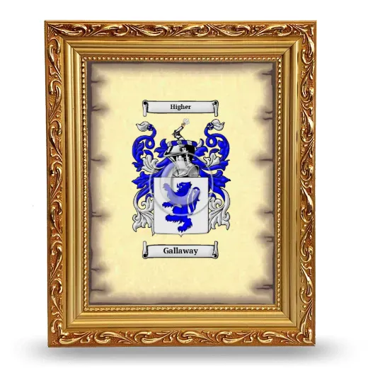 Gallaway Coat of Arms Framed - Gold