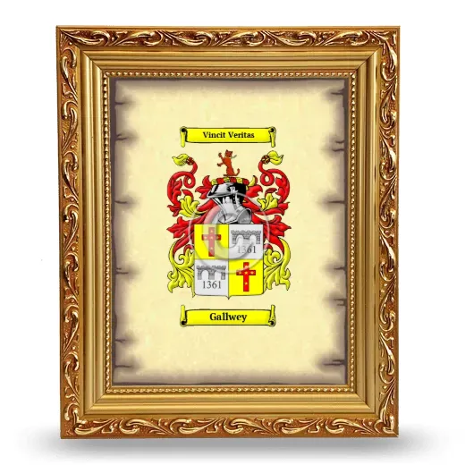 Gallwey Coat of Arms Framed - Gold