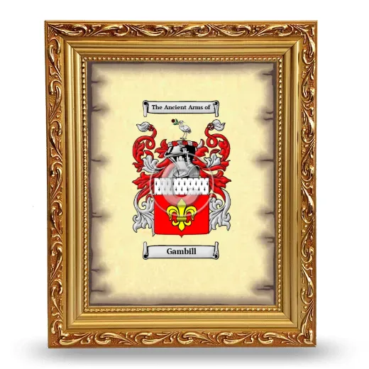 Gambill Coat of Arms Framed - Gold