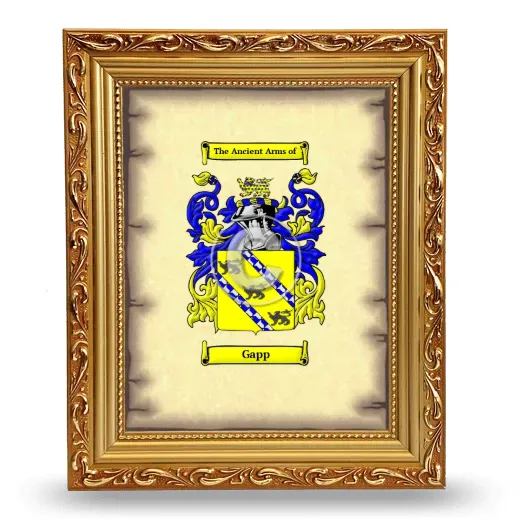Gapp Coat of Arms Framed - Gold