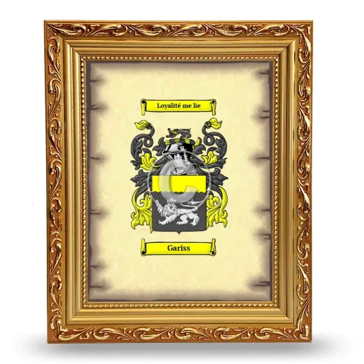 Gariss Coat of Arms Framed - Gold