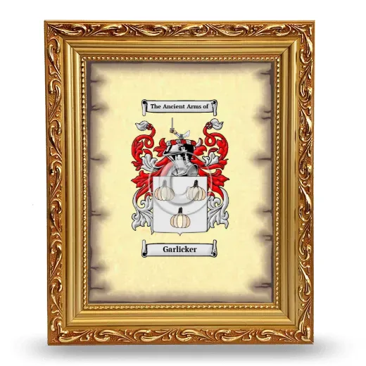 Garlicker Coat of Arms Framed - Gold