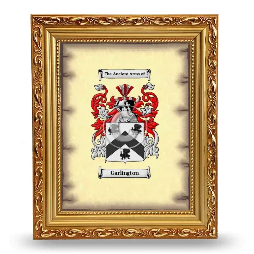 Garlington Coat of Arms Framed - Gold