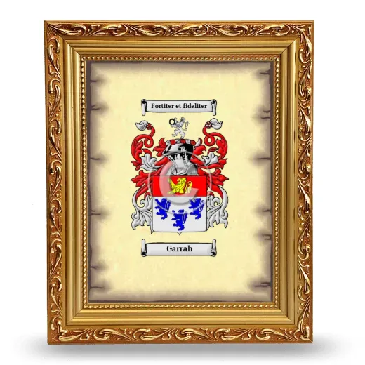 Garrah Coat of Arms Framed - Gold
