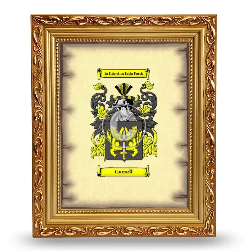 Garrell Coat of Arms Framed - Gold