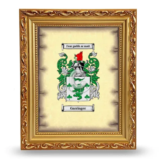 Garringer Coat of Arms Framed - Gold
